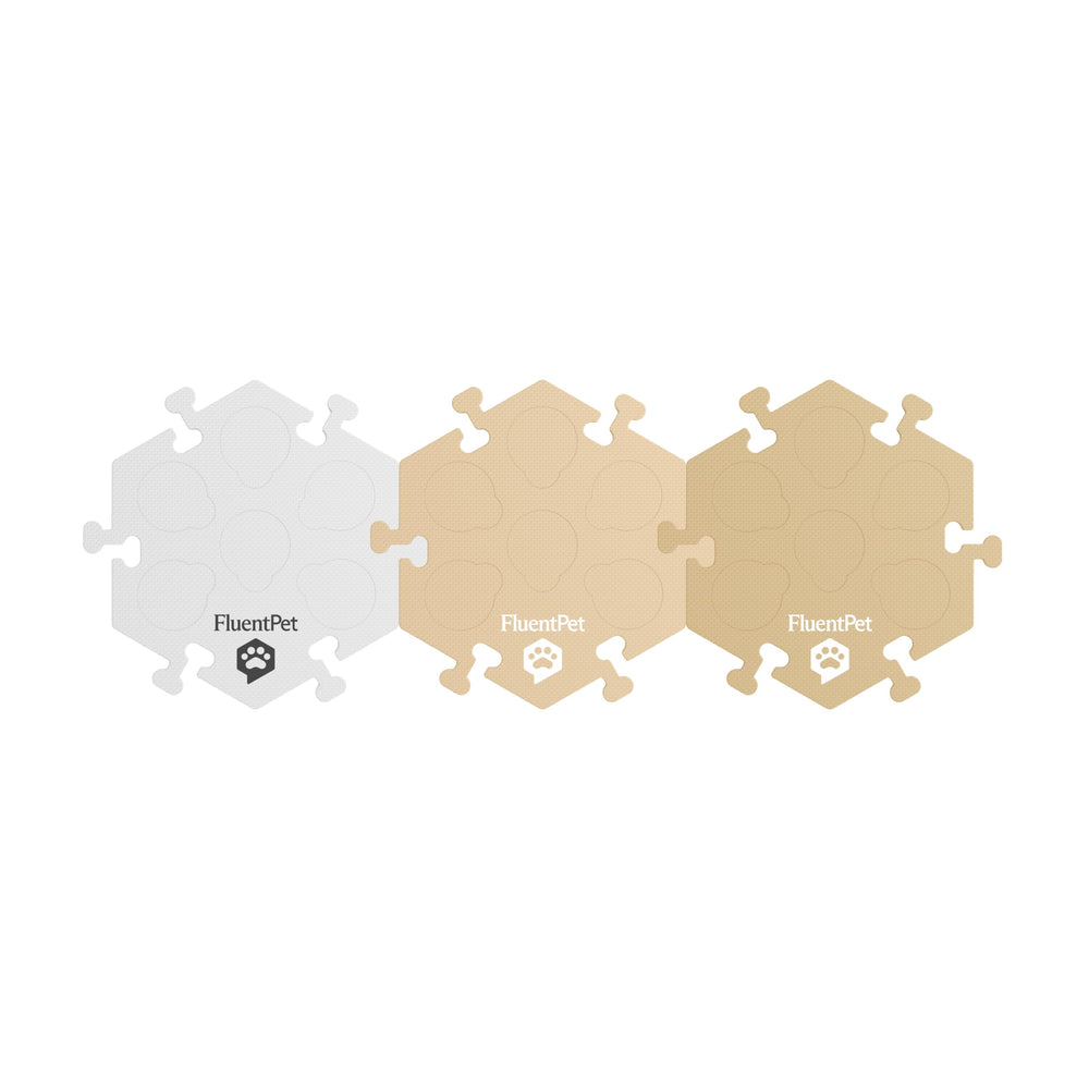 FluentPet HexTiles Beiges 3-Pack arranged for organized training and clear cueing.
