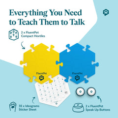 FluentPet hextiles mats setup showing expandable vocabulary system.