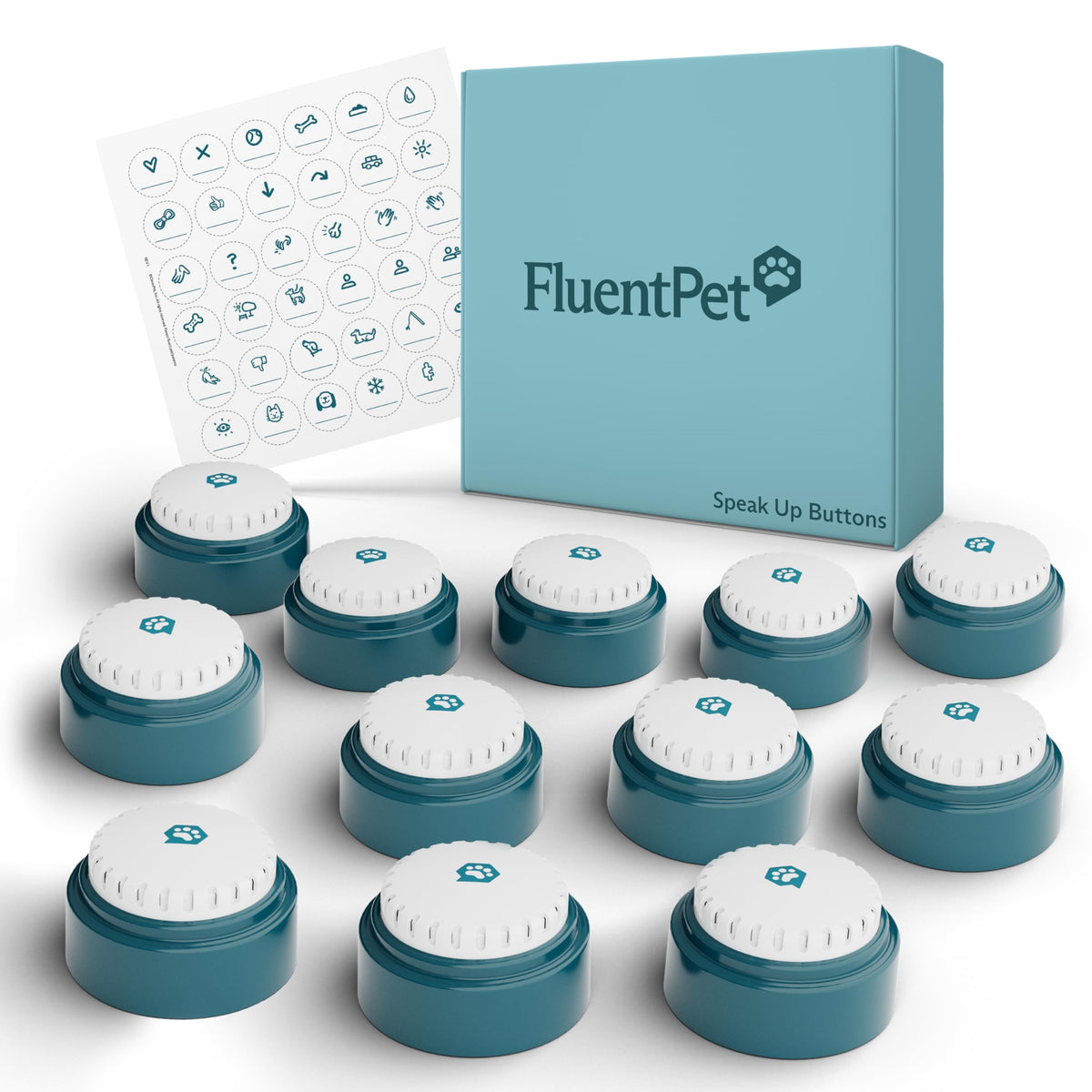 FluentPet Speak Up! 12-button set ready for at-home training.