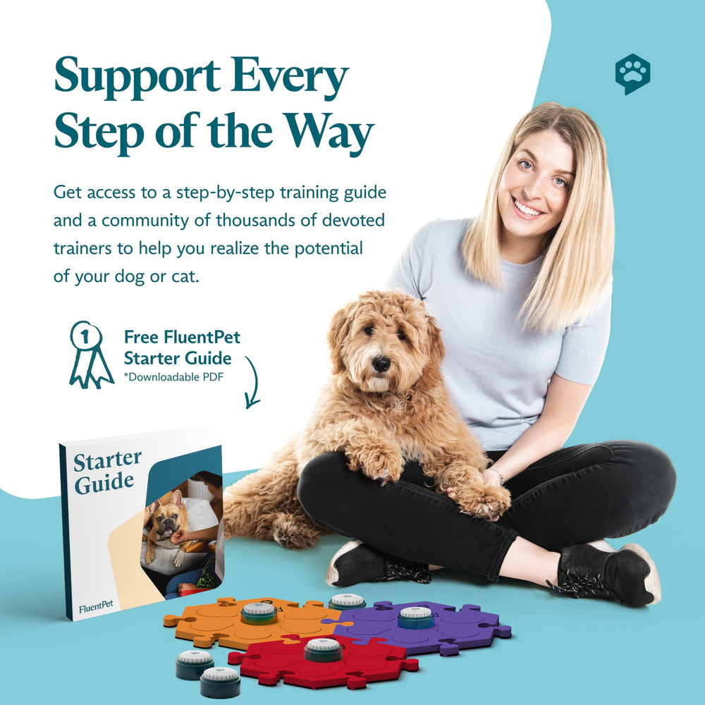 FluentPet Speak Up compact buttons fit small pets' paws for easy use.
