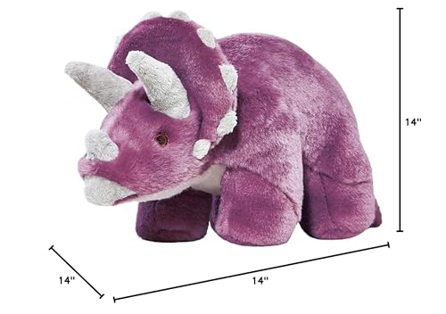 Fluff & Tuff Charlie Triceratops plush dog toy backside design aids grip during games.