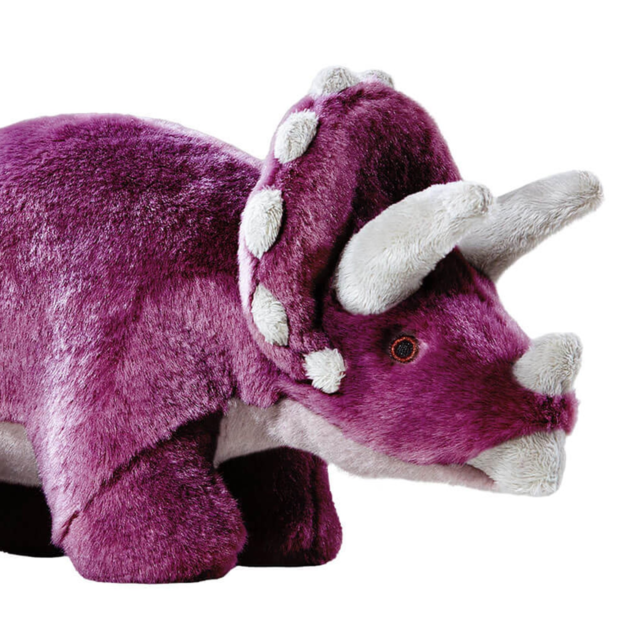 Fluff & Tuff Charlie Triceratops plush dog toy sturdy stitching for long-lasting play.