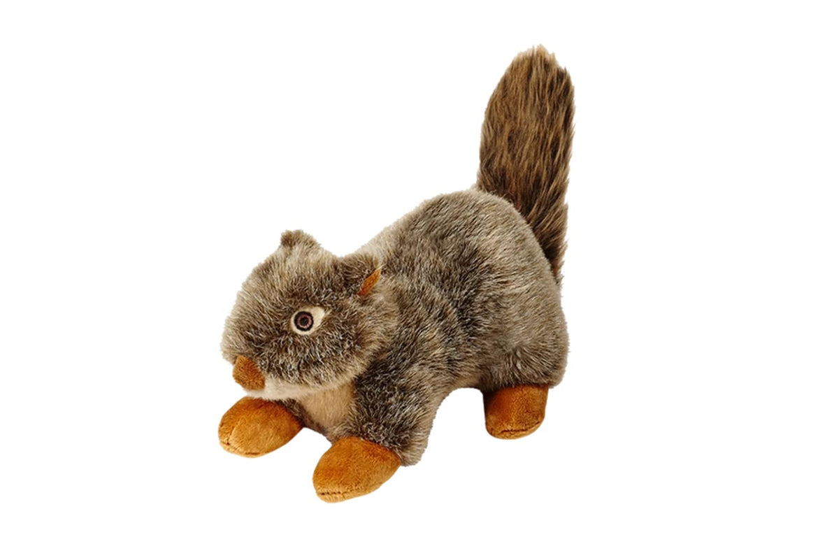 Fluff & Tuff Nuts Squirrel toy's fluffy tail inspires chase and sturdy body supports tug games.