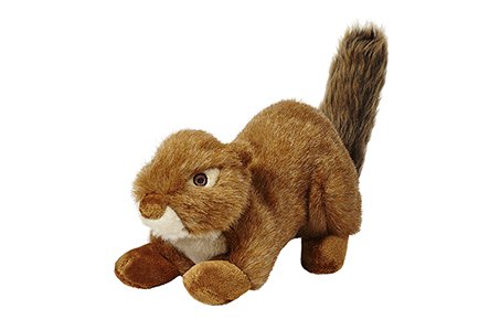 Fluff & Tuff SQUEAKERLESS Red Squirrel with concealed, double-stitched seams for durability