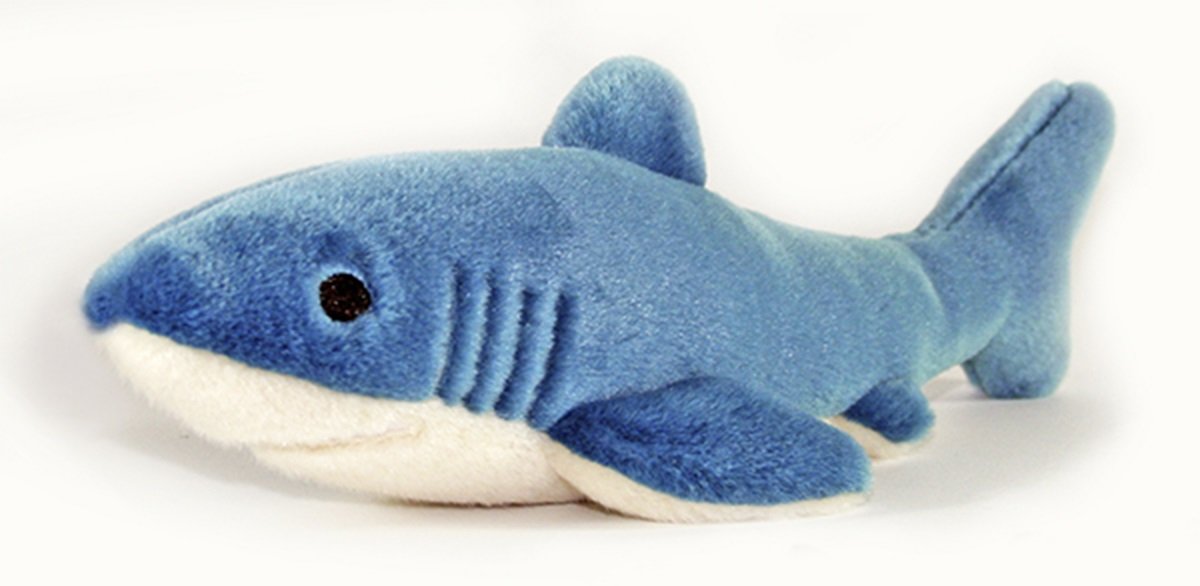 Fluff & Tuff Tank The Shark front view promotes safe plush play