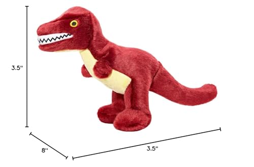 Fluff & Tuff Tiny T-Rex in action with dogs, showcasing durable, machine-washable plush play.