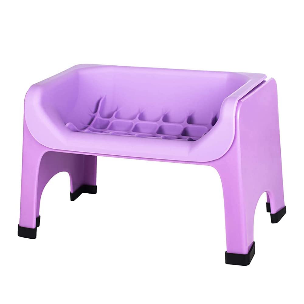 Fluff Trough elevated slow-feeder bowl purple front view supports paced eating for flat-faced pets.