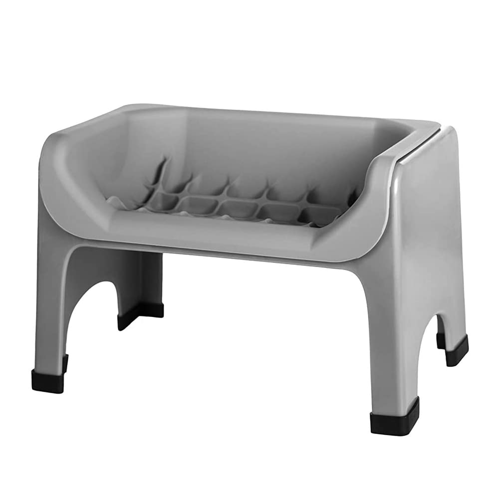 Fluff Trough elevated slow feeder dog bowl grey – promotes paced eating for flat-faced pets.