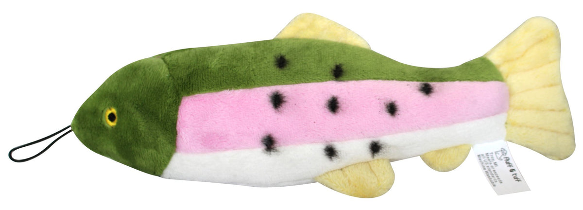 Fluff & Tuff Burt The Lake Trout, peluche largo para juegos de arrastre y diversión.