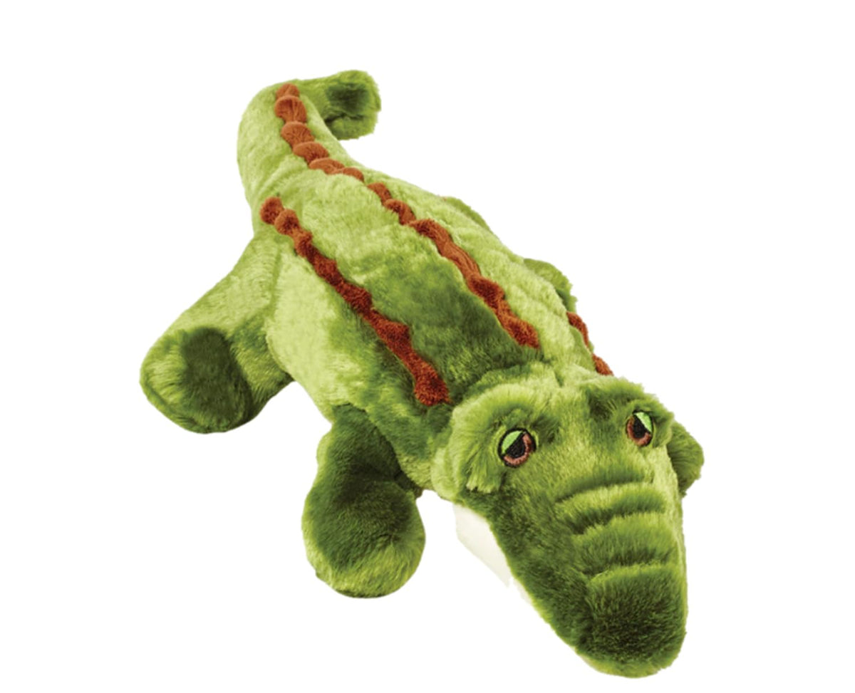 Fluff & Tuff Georgia Gator front view shows ultra-plush texture for post-play cuddling.