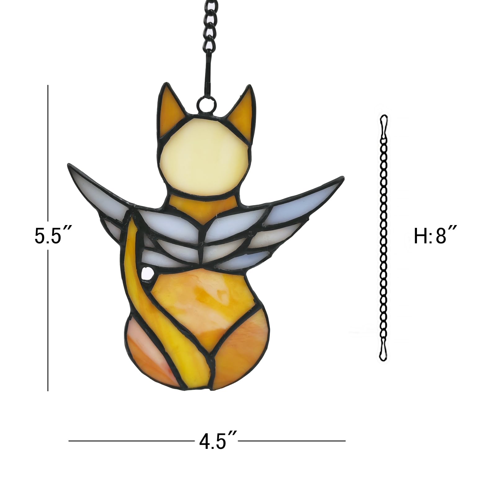 Fluffycaptain angel cat suncatcher hanging hook enables easy display.