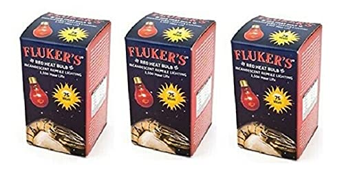 Fluker's 3-pack red heat bulbs 75W delivering infrared warmth for reptile enclosures