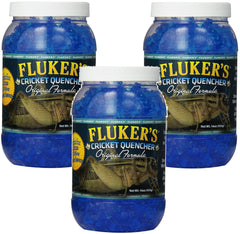 Fluker's Cricket Quencher original 3-pack gel hero image shows safe hydration for feeder insects.
