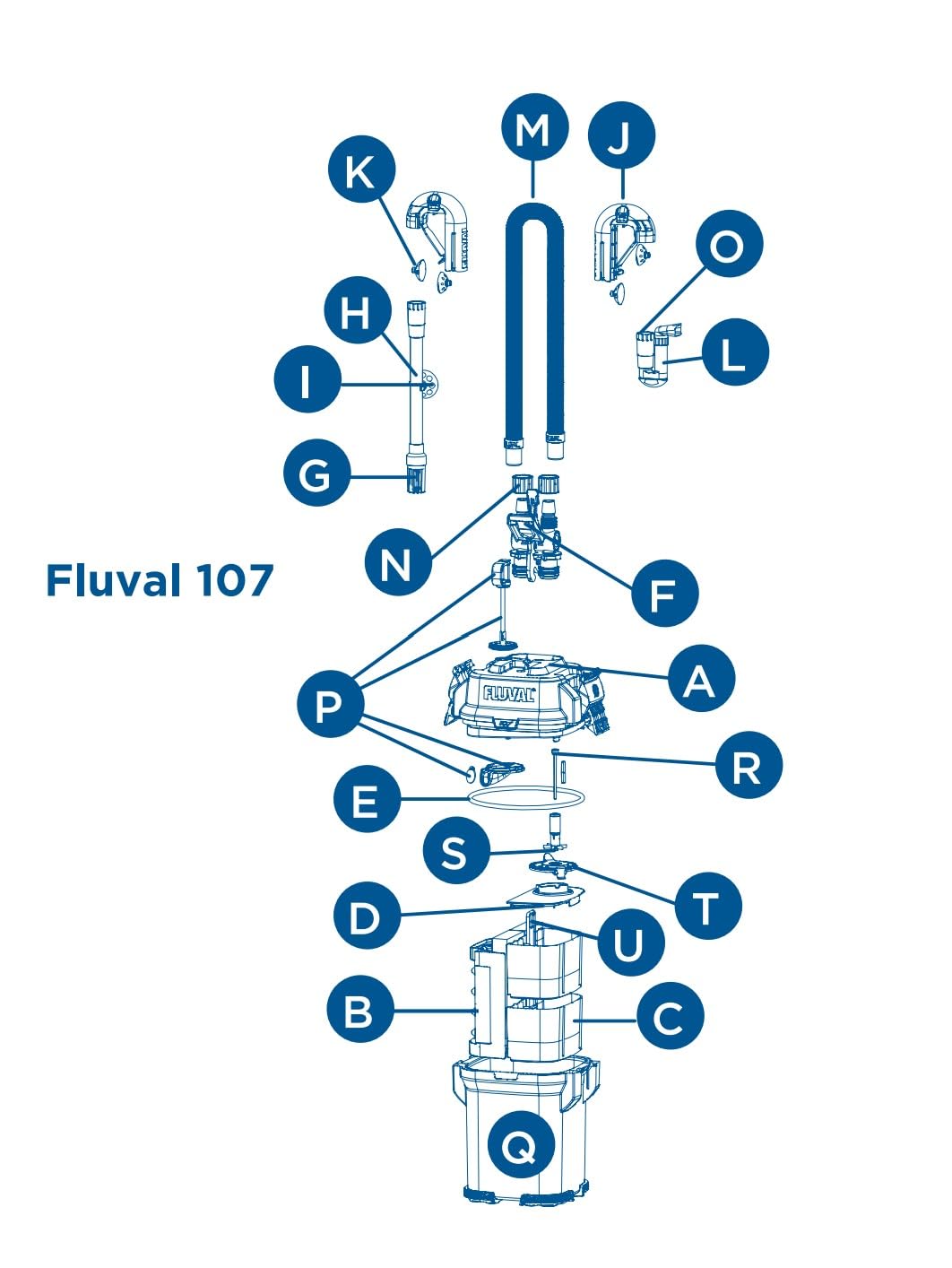 Fluval 107 maintenance kit impeller cover ensures safe, easy inspection during service.