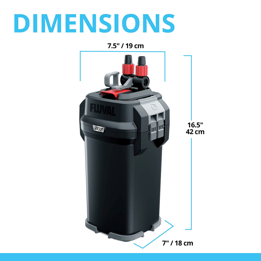 Fluval 207 center handle EZ-Lift simplifies maintenance access.