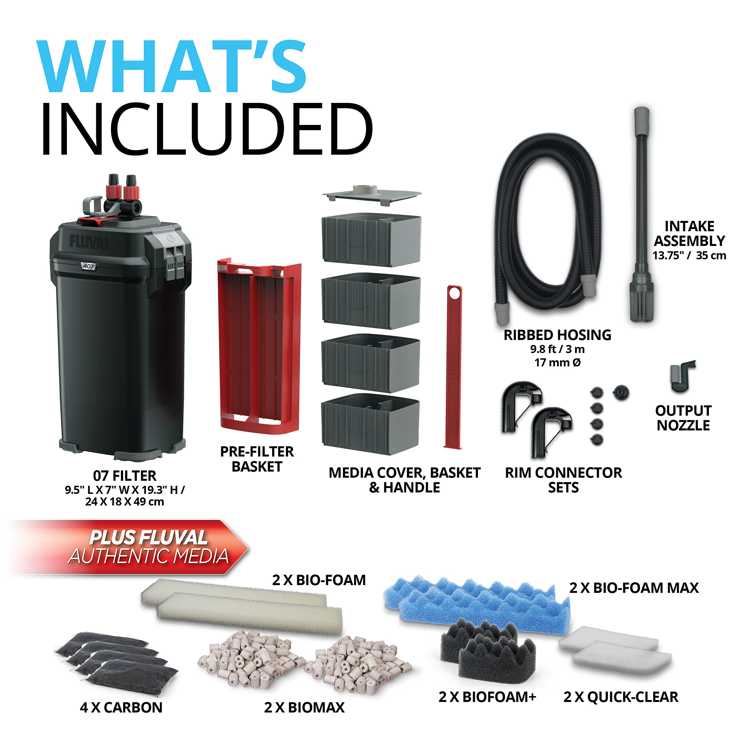 Fluval 407 assembled in Europe with authentic Fluval media included.