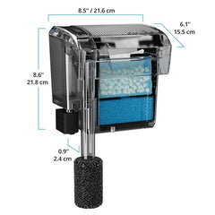 Fluval AC70 side view highlights durable housing for continuous multi-stage filtration.