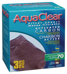 Fluval AquaClear 70 activated carbon inserts pack front for easy replacement and clearer water.