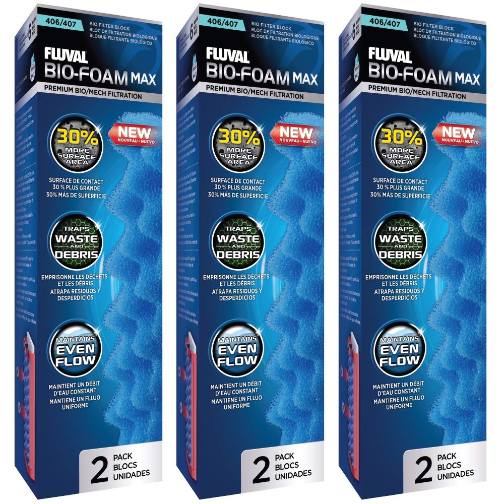 Fluval Bio-Foam Max 6-pack fits 406/407 filters for efficient filtration.