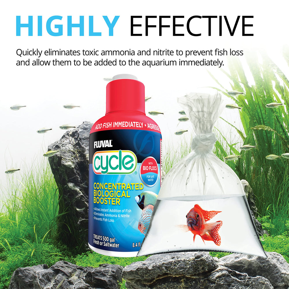 Fluval Cycle bacteria culture in water supporting rapid establishment of a balanced tank.