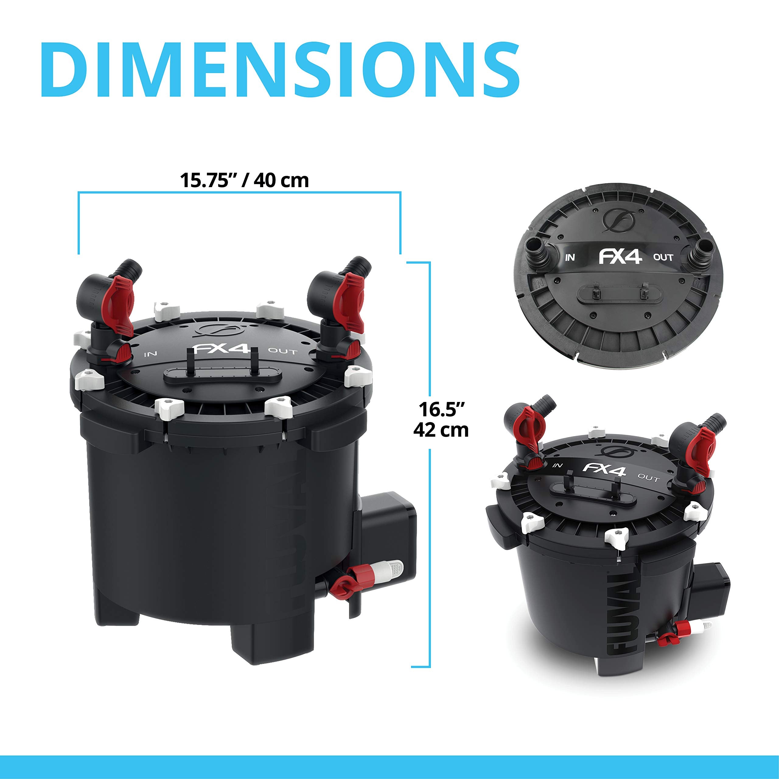 Fluval FX4 compact 16.5 inch height fits under most tanks.
