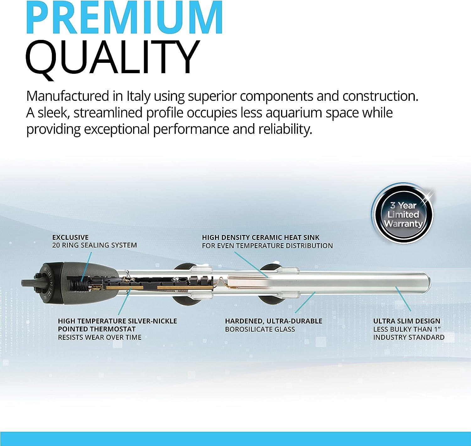 Fluval M100 european-quality-materials underscores premium components and durability.