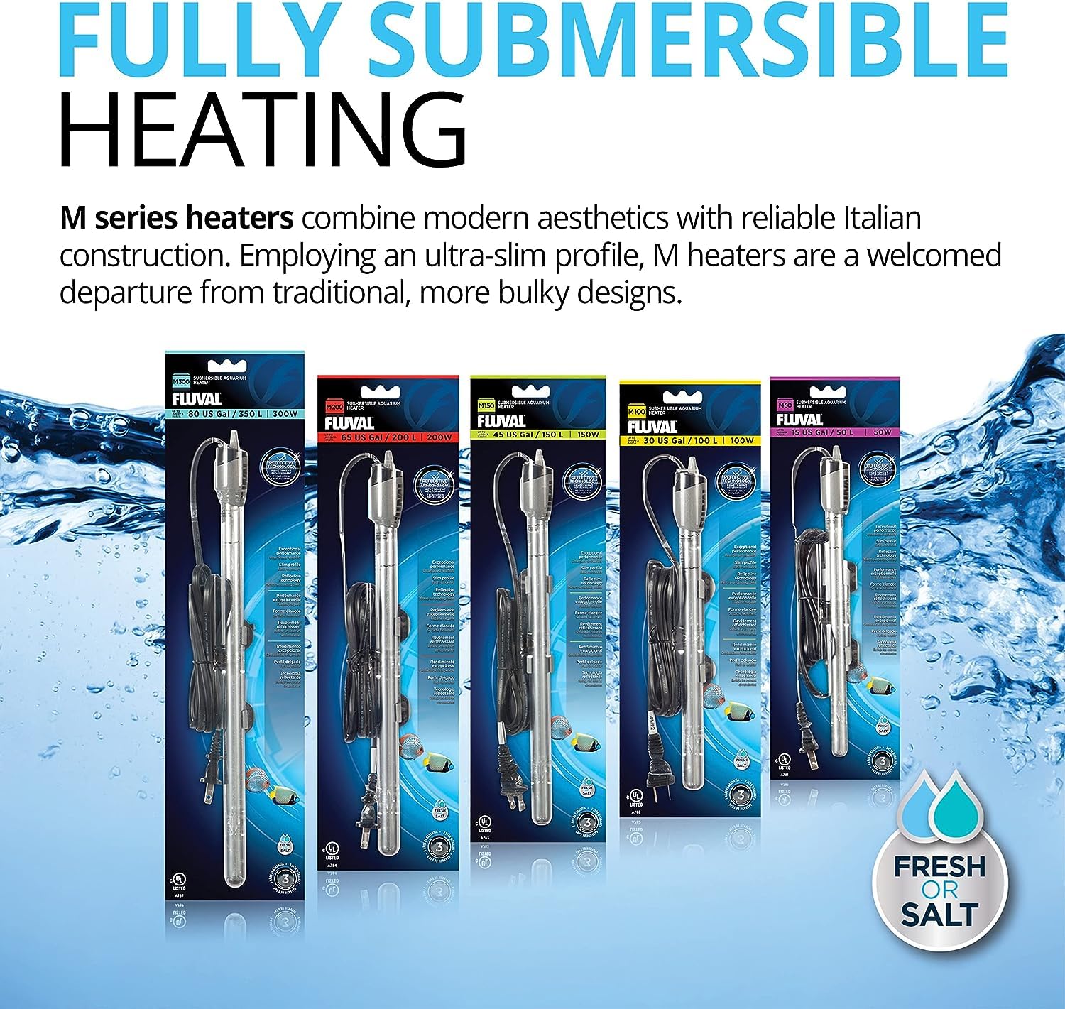 Fluval M100 mirror-technology highlights blending with the tank while maintaining clean aesthetics.