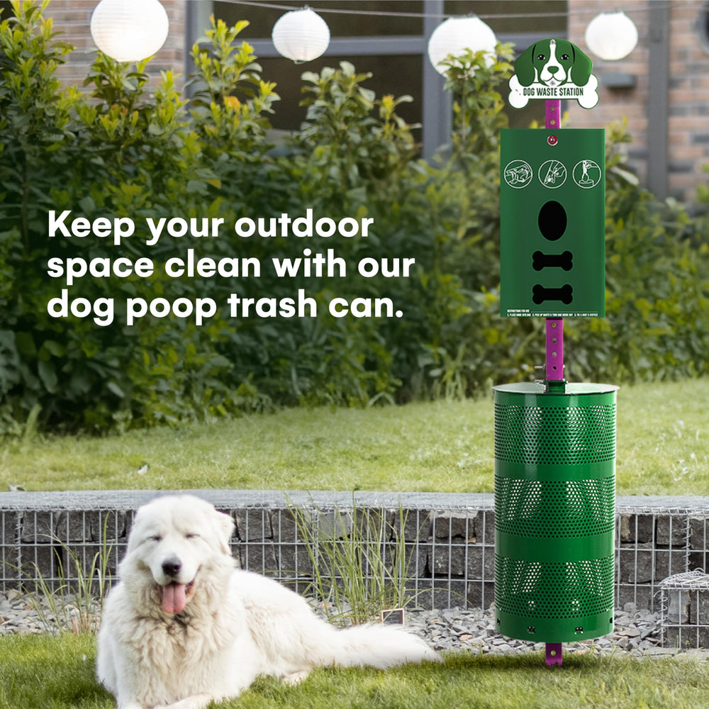 Flybold dog waste station bag-dispenser closeup shows quick-clean bag access.
