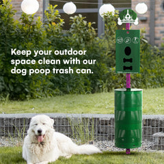 Flybold dog waste station bag-dispenser closeup shows quick-clean bag access.