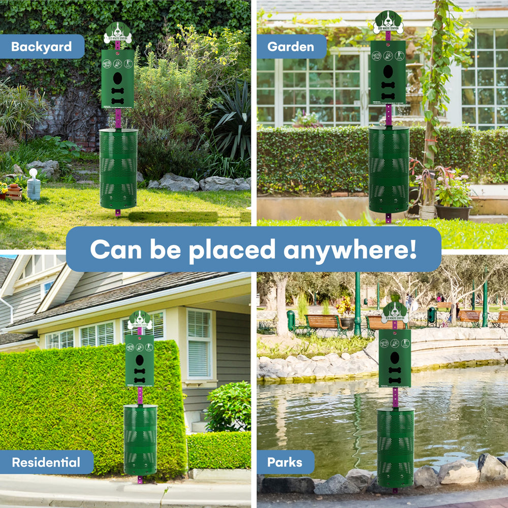 Flybold dog waste station park-installation demonstrates barrier-free setup in outdoor spaces.