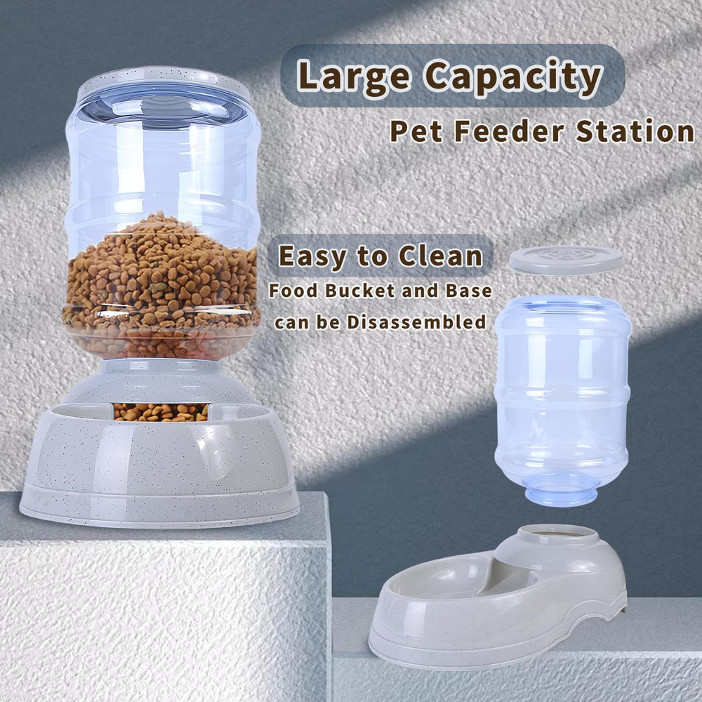Flying Dove large-breed dog feeder in use showing hands-free feeding.