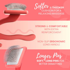 Flying Pawfect dog slicker brush ergonomic handle improves grip for comfortable long grooming sessions