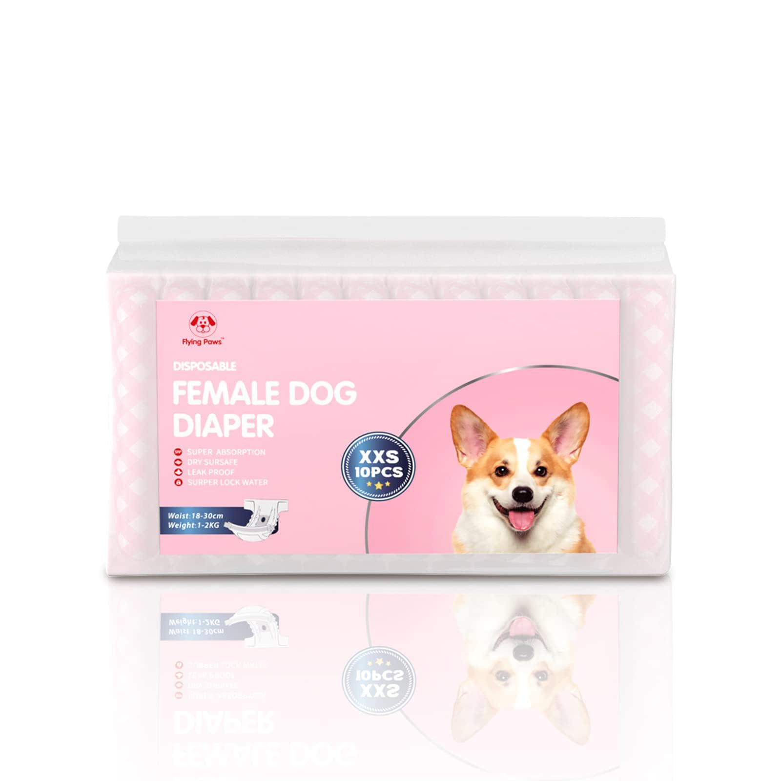 Flying Paws disposable female dog diapers adjustable waistband ensures secure fit during walks