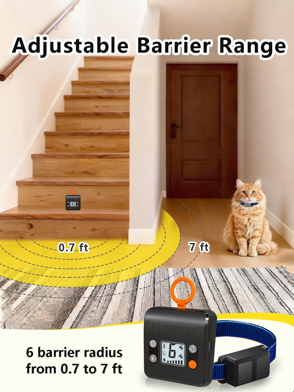 FLYSPEAR indoor barrier hook placement demonstrates wall or floor mounting options