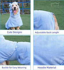 Fnaobai adjustable neck feature improves fit on blue bathrobe