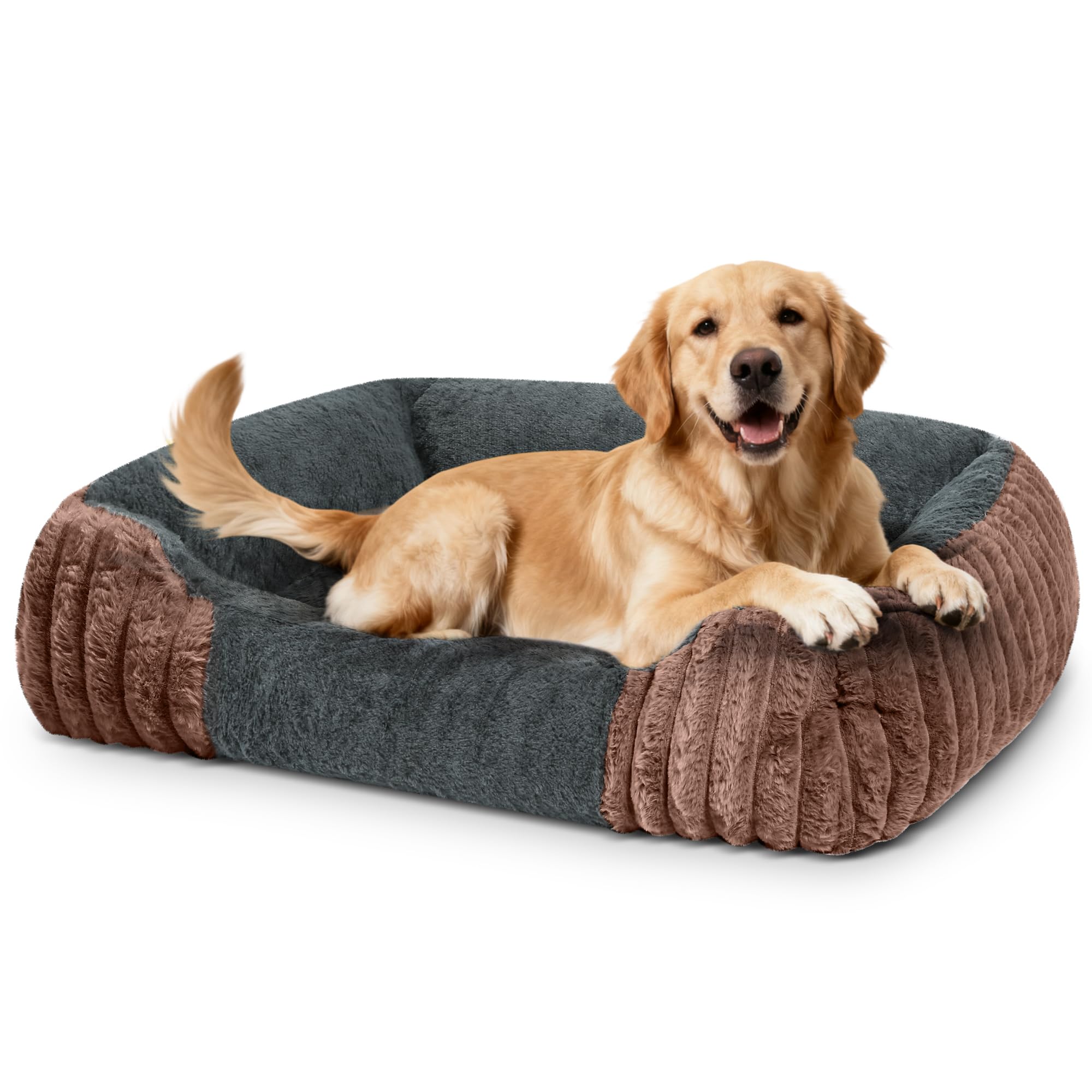 Fnsyay XL dog bed with breathable faux rabbit fur for cozy comfort.