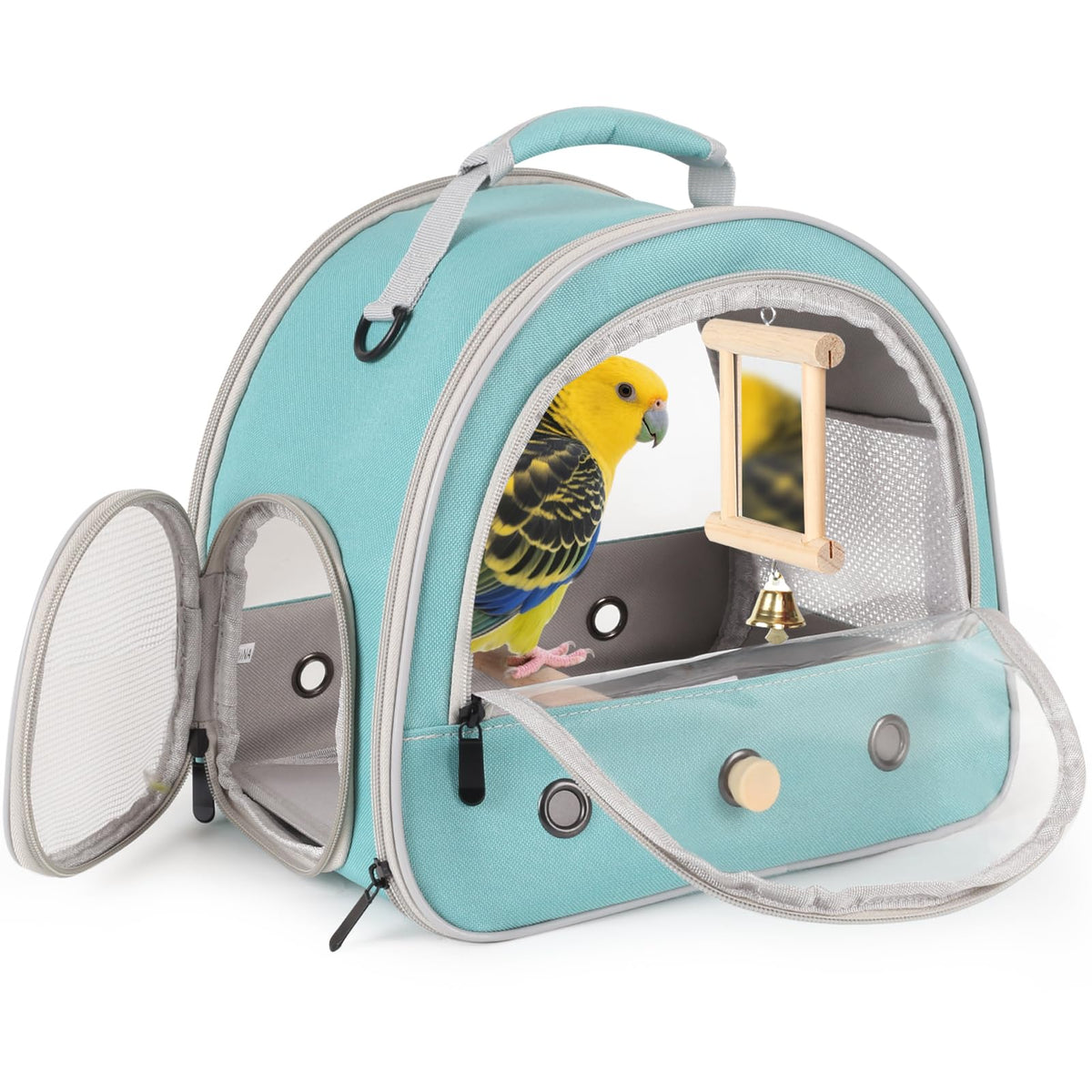 FOCZZU parrot travel bag front view for easy travel visibility