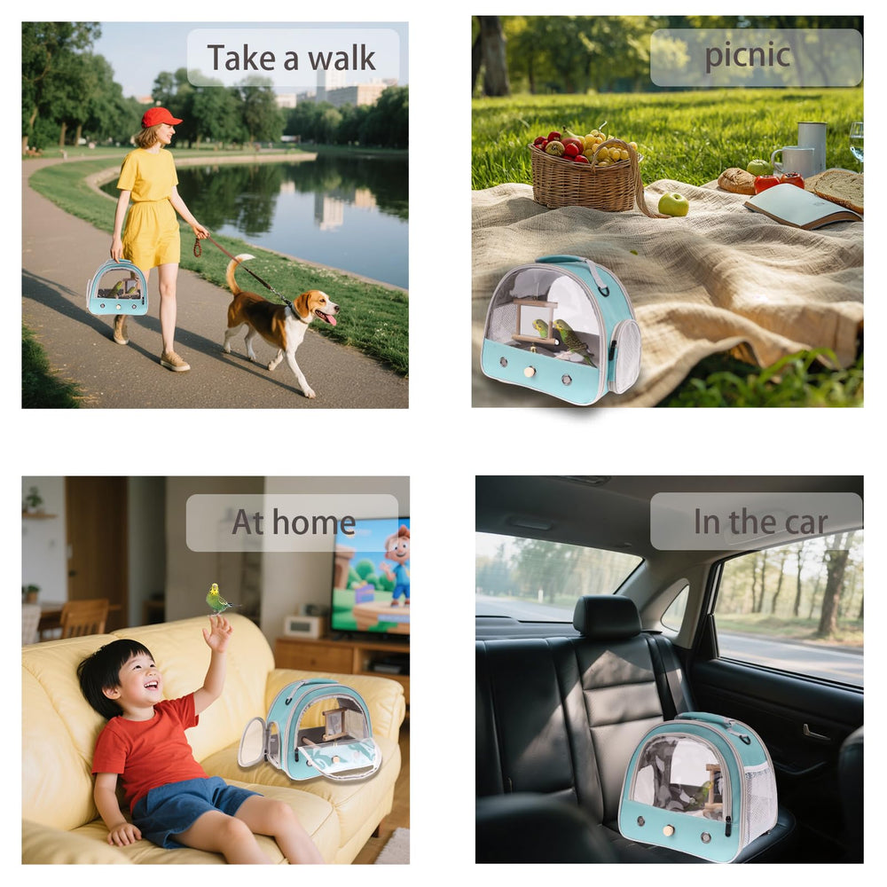 FOCZZU parrot travel bag mirror with bell toy for interaction