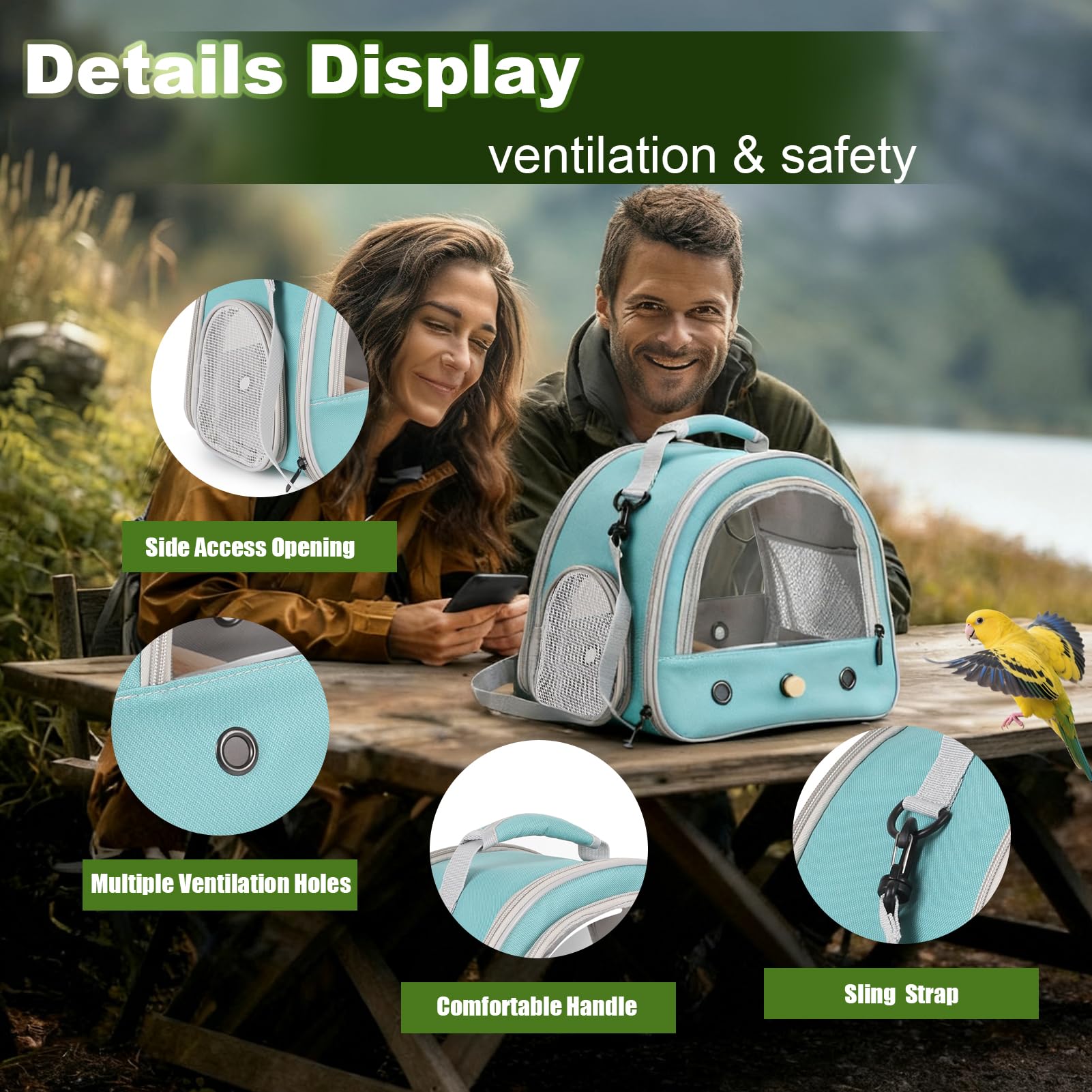 FOCZZU portable bird cage top view demonstrates compact travel-friendly shape