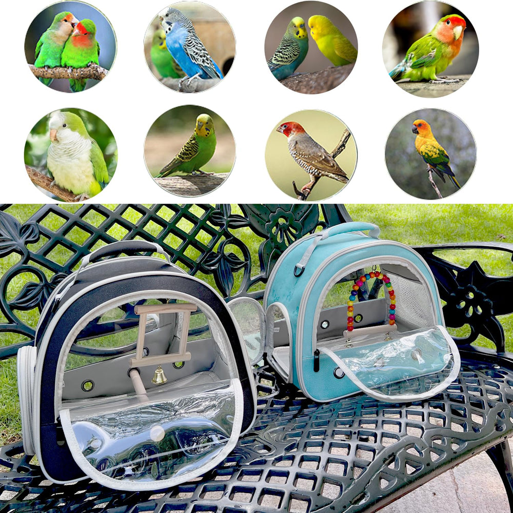 FOCZZU swing toy and standing perch inside for bird engagement during transport