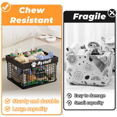 Foellstoe chew-proof metal storage keeps chew toys organized and durable.
