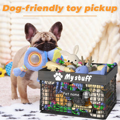 Foellstoe dog toy bin paw-print design adds farmhouse charm.