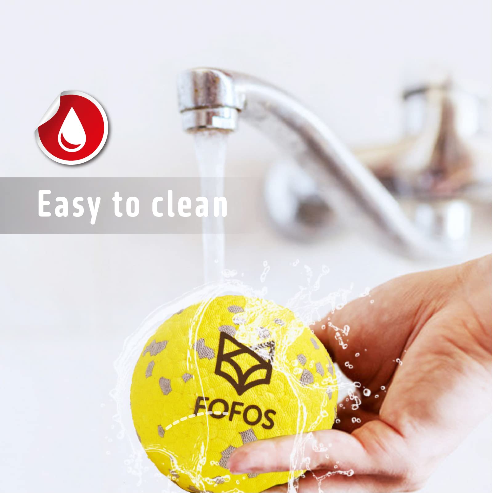FOFOS floating ball showcases waterproof and easy-clean design.