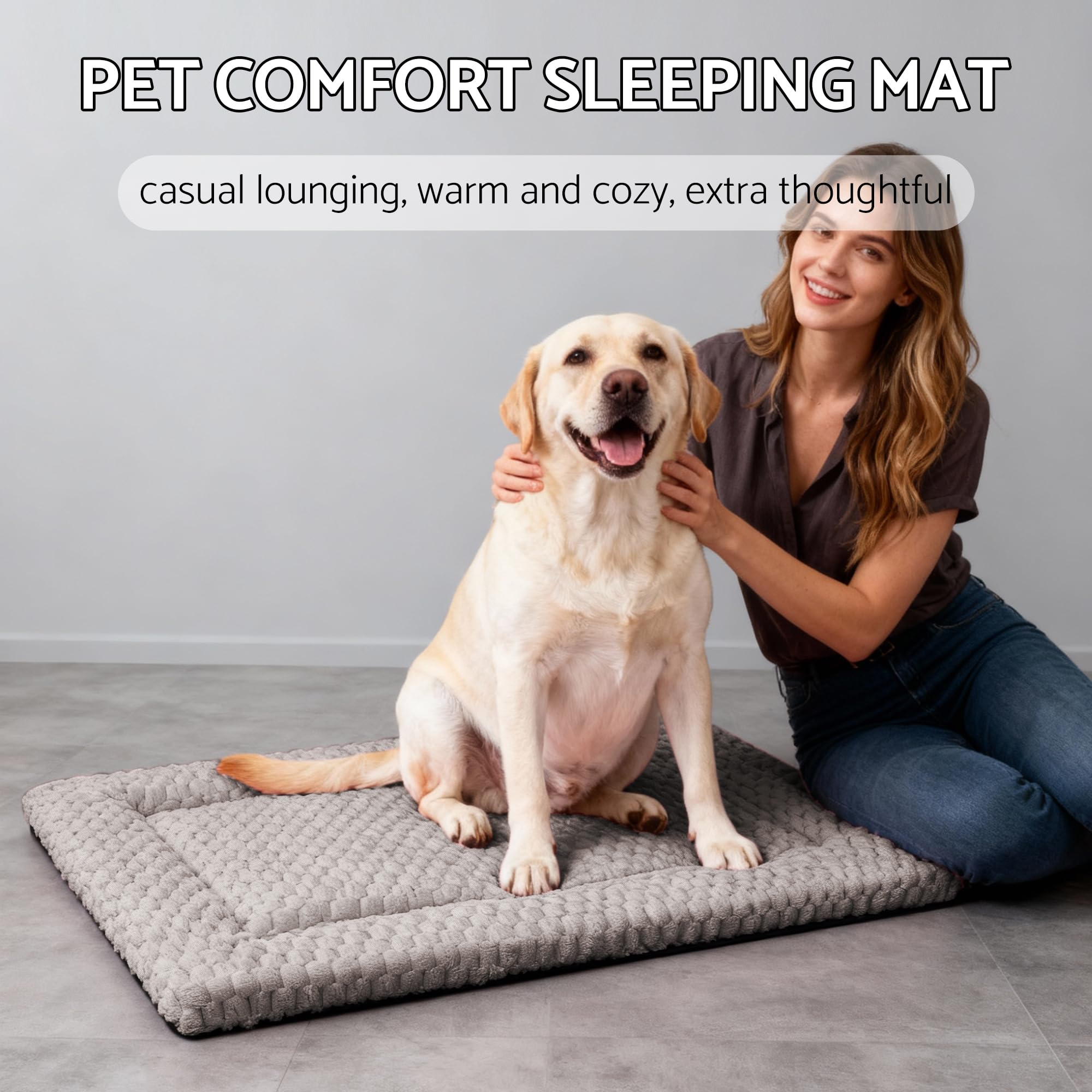 Fogkiss dog bed mat inside crate demonstrates secure placement and tidy corners.