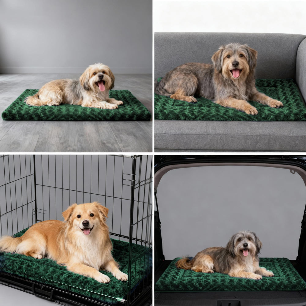 Fogkiss dog bed mat fits most crates and serves as a comfy standalone bed.
