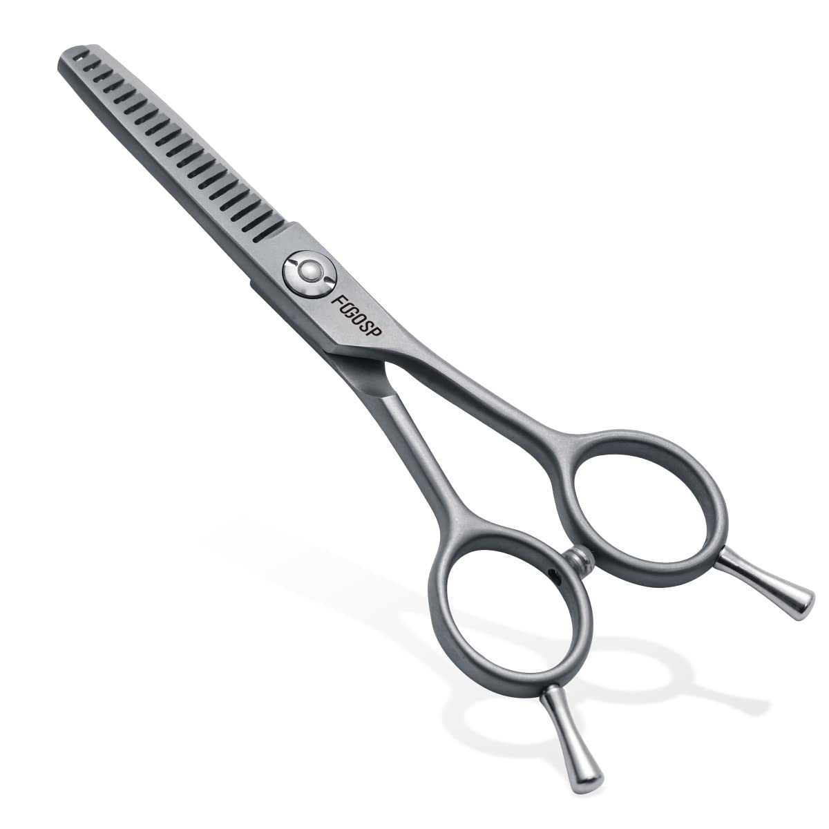 FOGOSP 4.5-inch thinning shears face close-up for precise trimming around dogs' eyes.