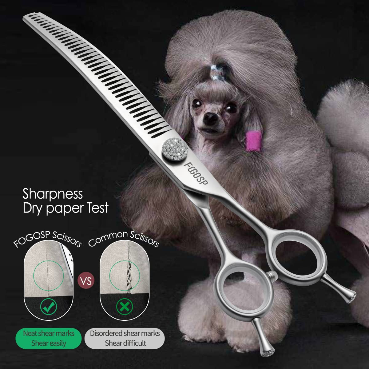 FOGOSP convex edge hollow-ground blade ensures even fur texturizing