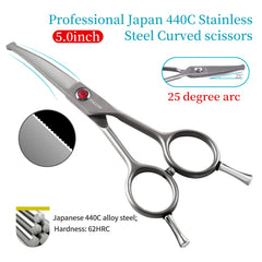 FOGOSP curved dog scissors 4.5-inch paws trim for small dogs