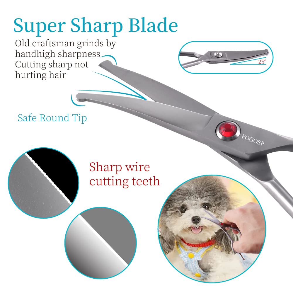 FOGOSP curved dog scissors round-tip design for gentle facial work