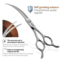 FOGOSP king series curved scissors arc-head closeup showing smooth edge for clean trims